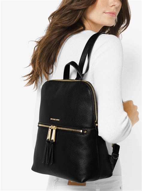 michael kors rhea medium slim backpack black|michael kors rhea quilted backpack.